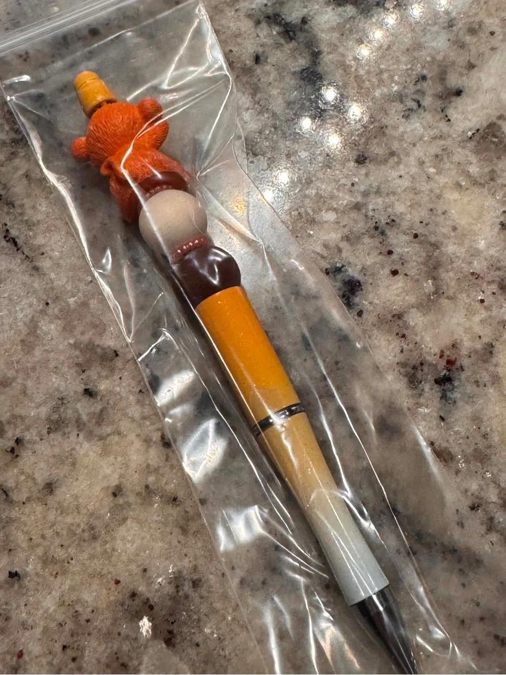 Monkey Hand Crafted Orange Brown Cream Novelty Desk Pen